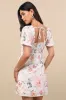 Kenlee Ivory Floral Puff Sleeve Mini Dress sold by Lulus