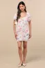 Kenlee Ivory Floral Puff Sleeve Mini Dress sold by Lulus