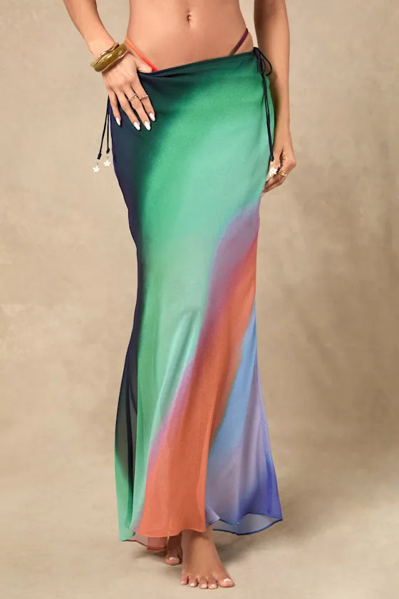 Kohanna Black Multi Chiffon Tie-Side Maxi Skirt Swim Cover-Up sold by Lulus product image thumbnail 3