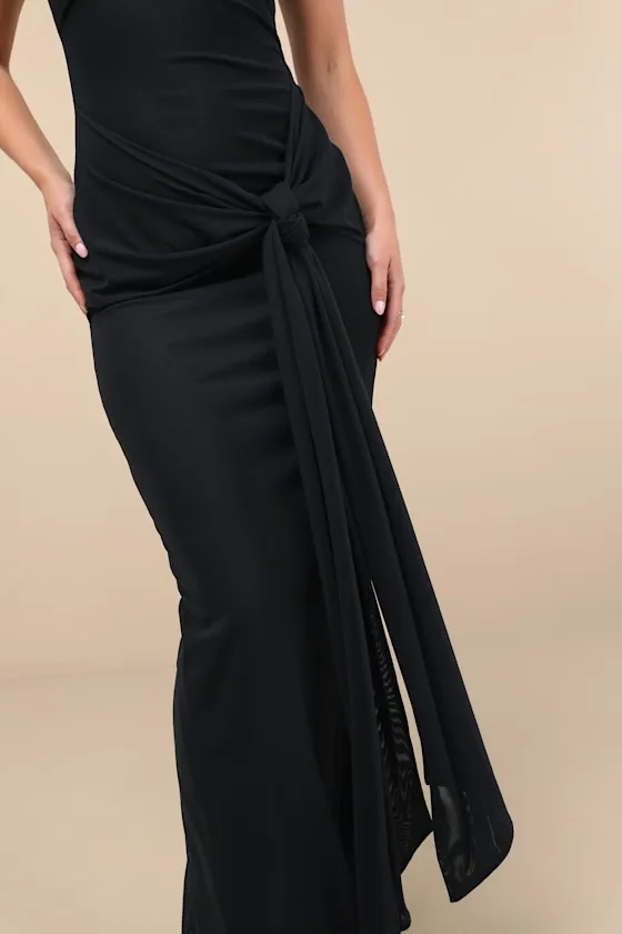 Kaisla Black Knotted Strapless Mermaid Maxi Dress sold by Lulus product image thumbnail 2
