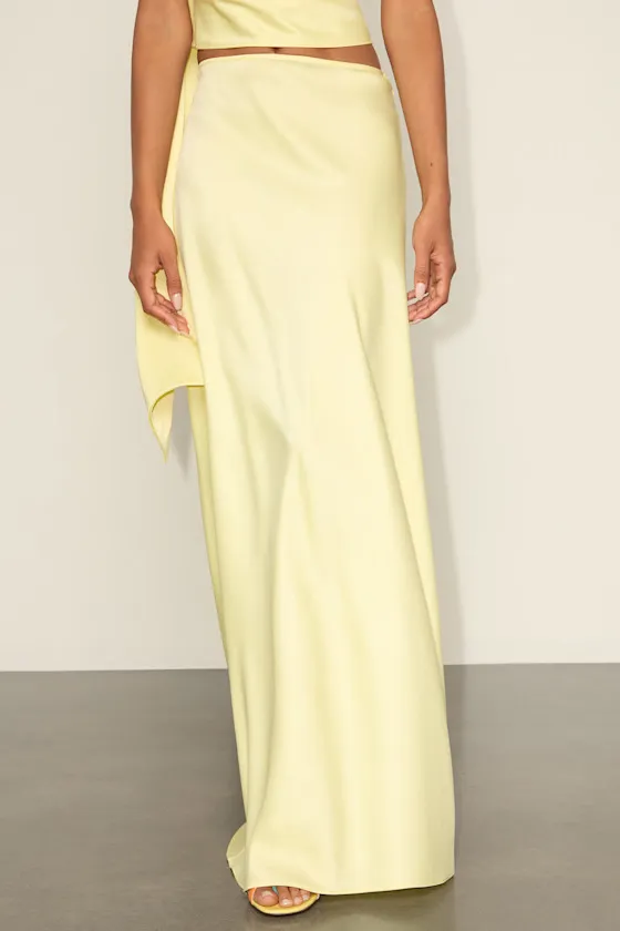 Marabella Light Yellow Satin High-Rise Maxi Skirt sold by Lulus product image thumbnail 2