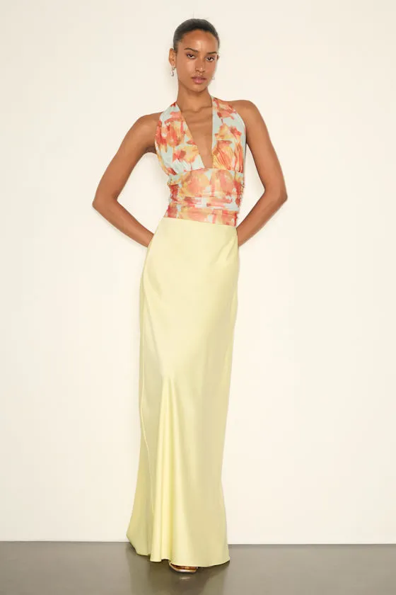 Marabella Light Yellow Satin High-Rise Maxi Skirt sold by Lulus product image thumbnail 4