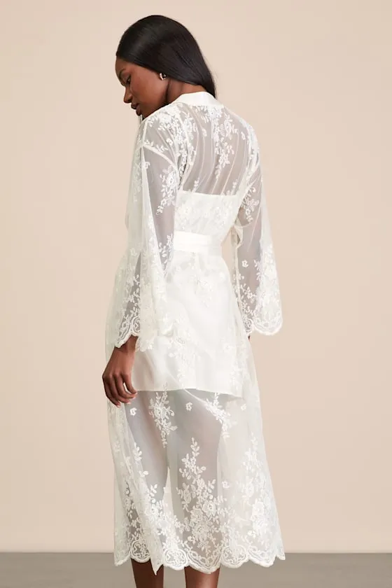 Leonor Ivory Satin Slip and Lace Robe Set sold by Lulus product image thumbnail 2