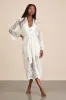 Leonor Ivory Satin Slip and Lace Robe Set sold by Lulus