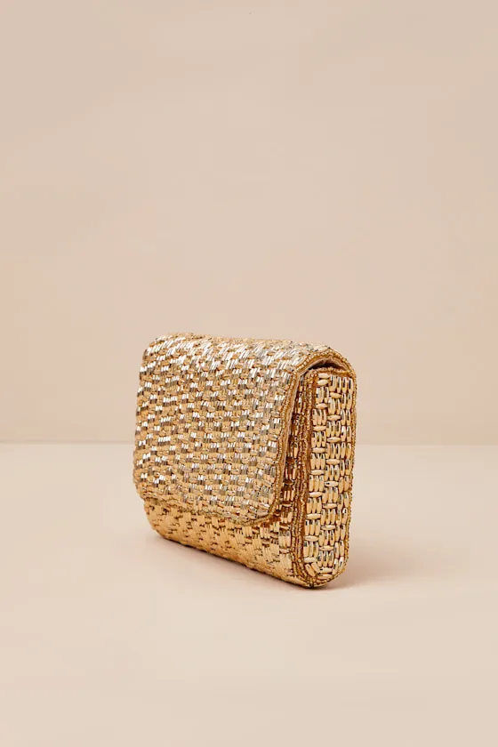 Stunning Glow Gold Beaded Rectangular Mini Clutch sold by Lulus product image thumbnail 4