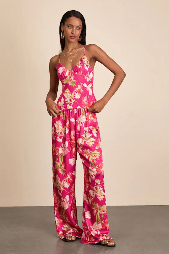 Zelimah Fuchsia Floral Satin Cami Top sold by Lulus product image thumbnail 4