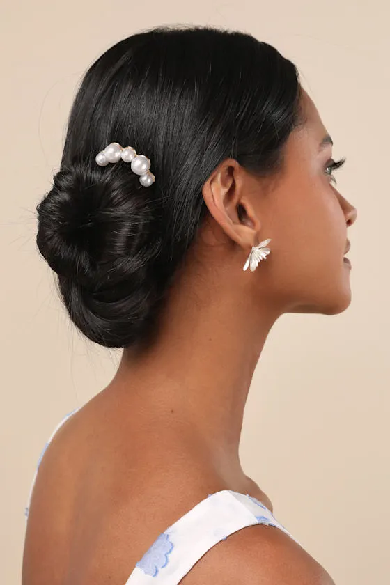 Lovine Gold and Pearl French Hair Pin sold by Lulus product image thumbnail 2