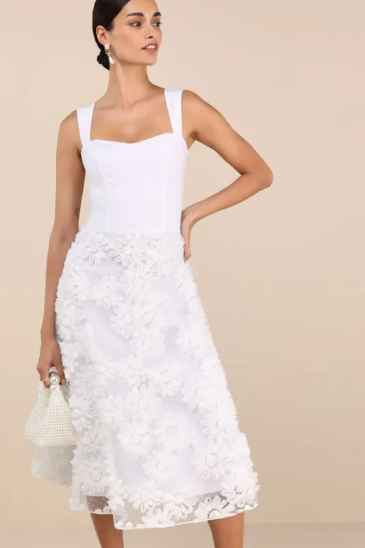 Benedita White Floral Applique Midi Dress sold by Lulus