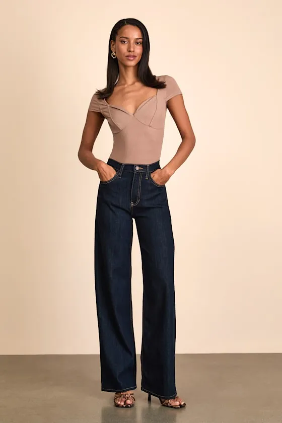 Jacqueline Taupe Ribbed Knit Short Sleeve Bodysuit sold by Lulus product image thumbnail 3