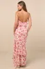 Tameron Pink Floral Ruffled High-Low Maxi Dress sold by Lulus