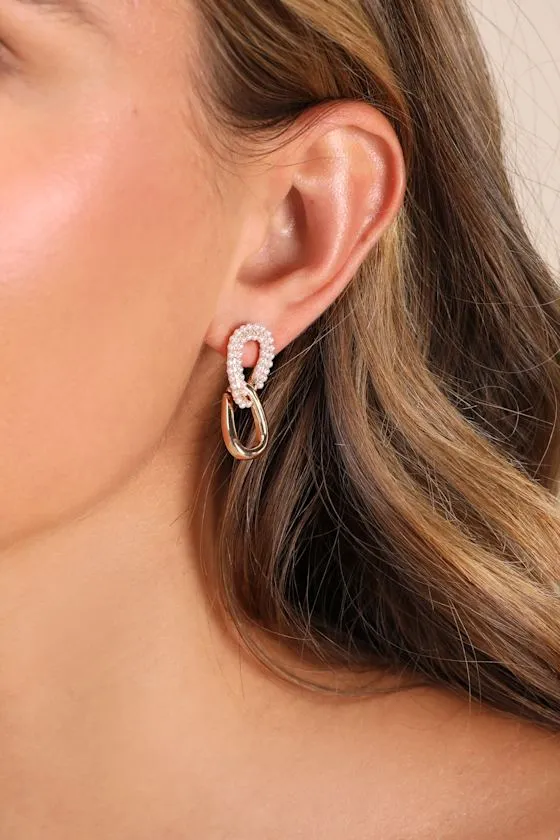 Lalita Gold Pearl Drop Earrings sold by Lulus product image thumbnail 2