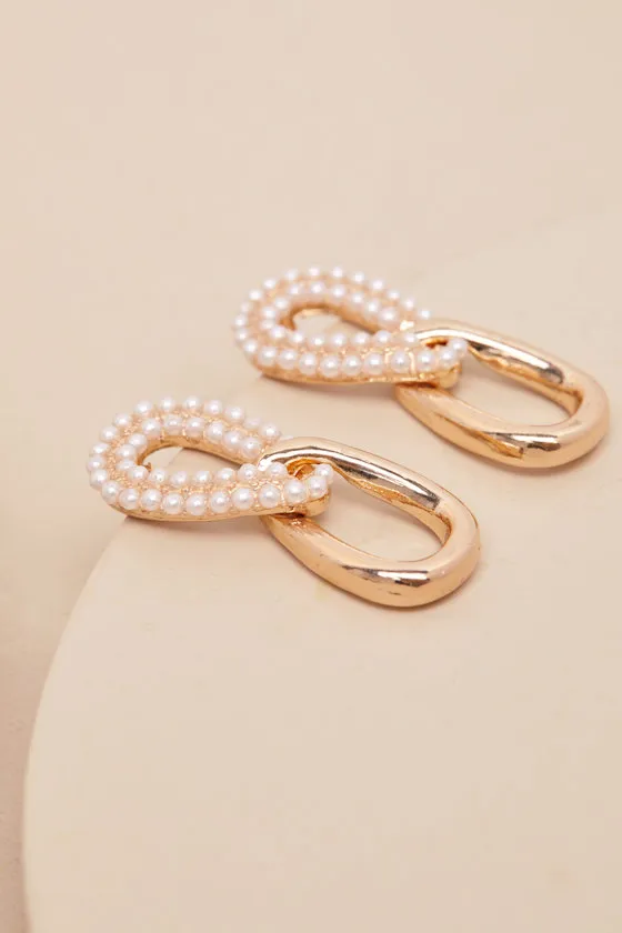 Lalita Gold Pearl Drop Earrings sold by Lulus product image thumbnail 4