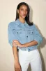 Josiane Light Wash Cropped Denim Jacket sold by Lulus