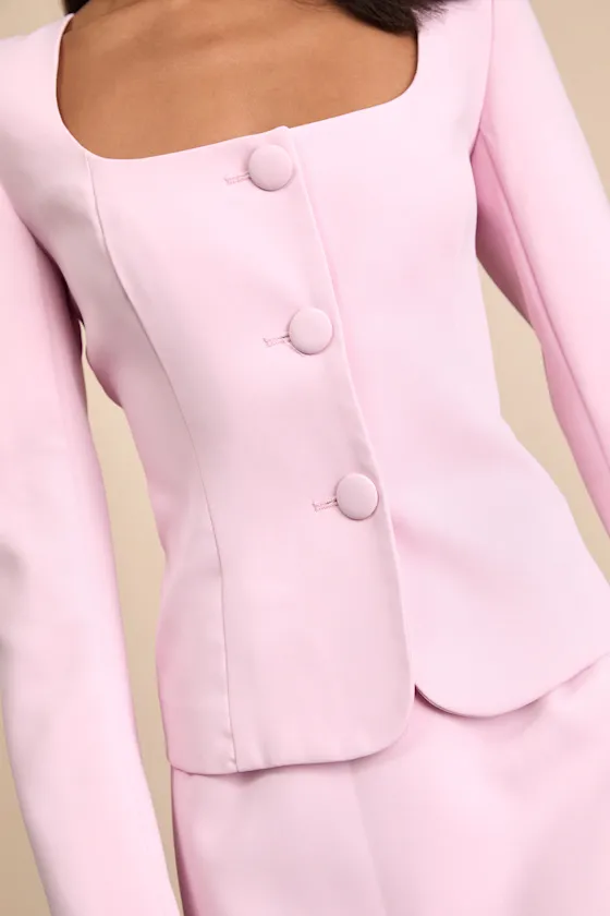 Eliana Light Pink Scoop Neck Blazer sold by Lulus product image thumbnail 2