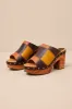 Mosaic Multi Leather Patchwork Wooden Platform Slide Sandals sold by Lulus