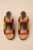 Mosaic Multi Leather Patchwork Wooden Platform Slide Sandals sold by Lulus