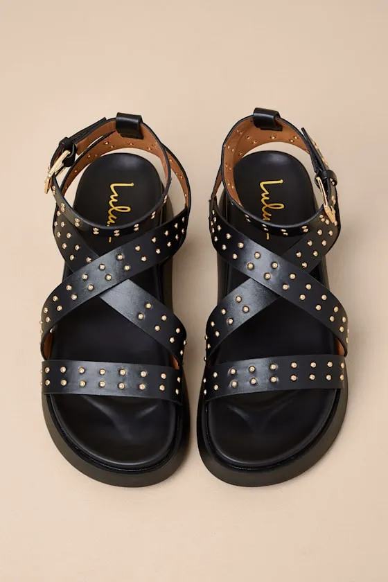 Aryanna Black Studded Flatform Sandals sold by Lulus product image thumbnail 4
