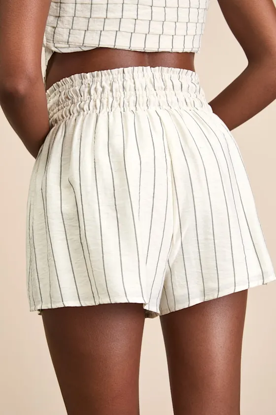 Clarette Light Beige Striped High-Waisted Shorts sold by Lulus product image thumbnail 3