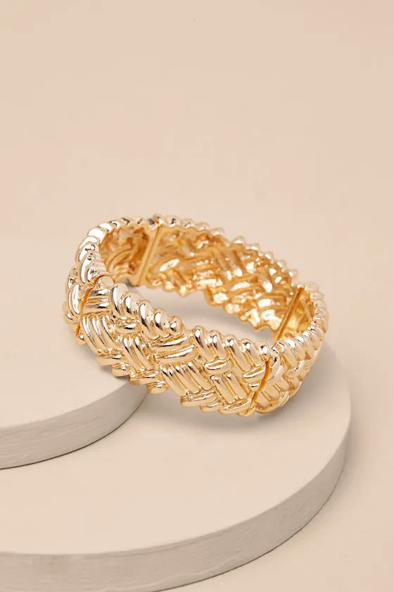 Makeda Gold Woven Textured Cuff Bracelet sold by Lulus product image thumbnail 2