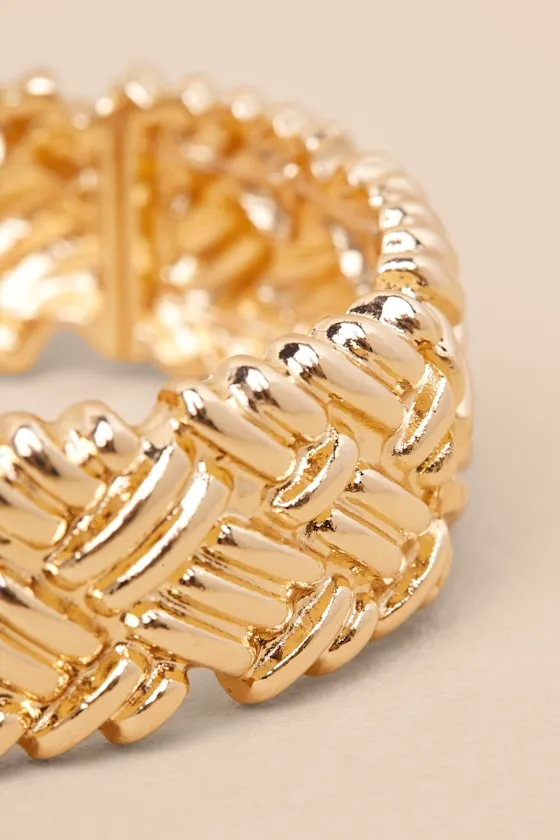 Makeda Gold Woven Textured Cuff Bracelet sold by Lulus product image thumbnail 4