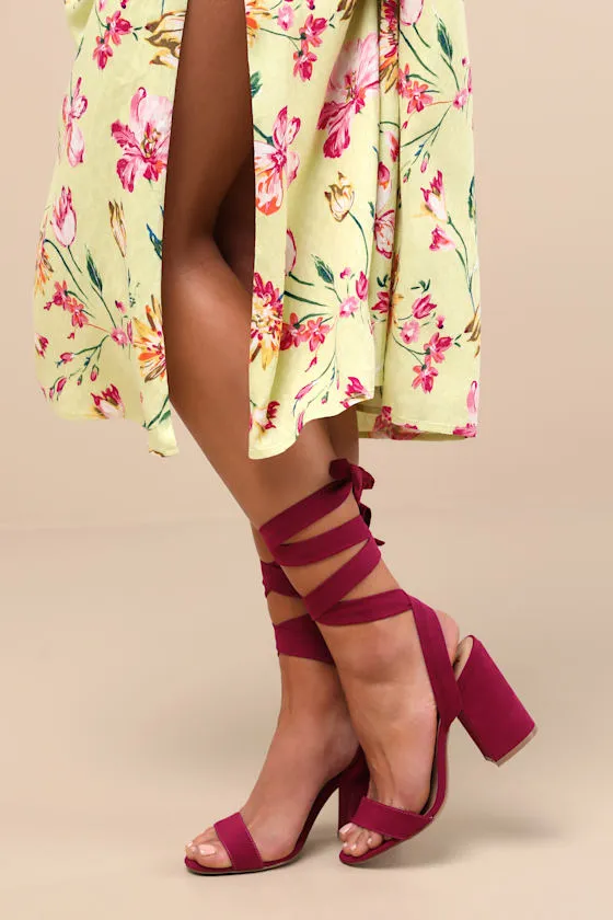 Alta Sangria Suede Lace-Up Heels sold by Lulus product image thumbnail 3