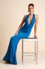 Eye-Catching Silhouette Blue Cowl Neck Halter Maxi Dress sold by Lulus