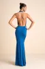 Eye-Catching Silhouette Blue Cowl Neck Halter Maxi Dress sold by Lulus