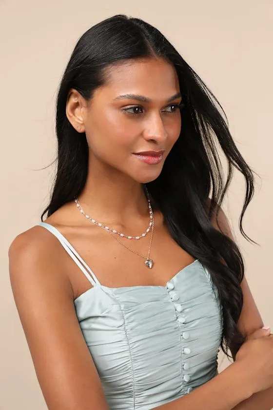 Ryah Gold Pearl Locket Layered Necklace sold by Lulus product image thumbnail 3