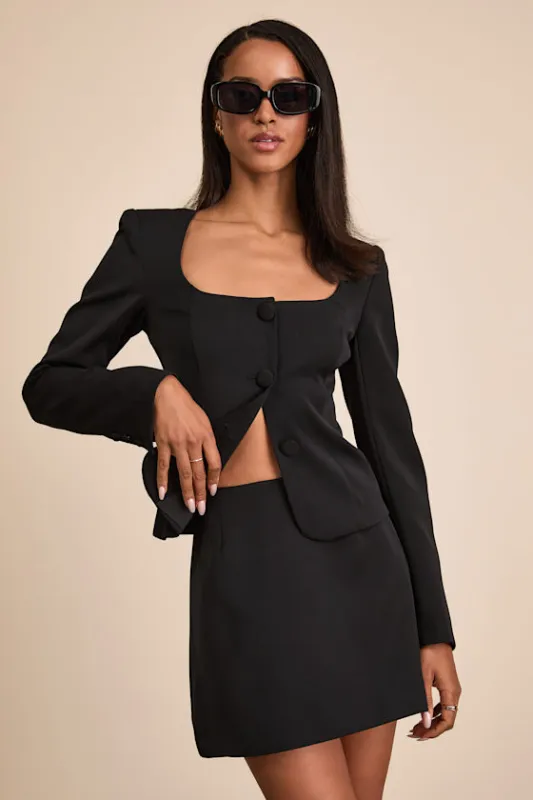 Eliana Black High-Rise Mini Skirt sold by Lulus