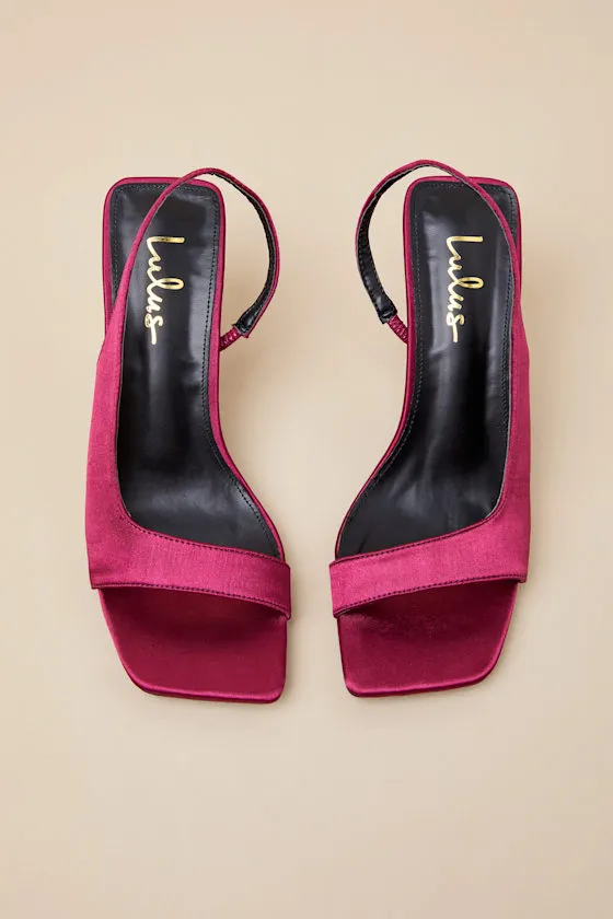 Romillie Burgundy Satin Slingback High Heel Sandals sold by Lulus product image thumbnail 2