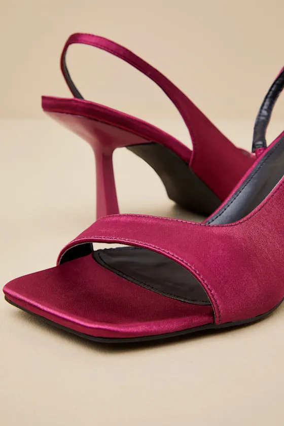 Romillie Burgundy Satin Slingback High Heel Sandals sold by Lulus product image thumbnail 3