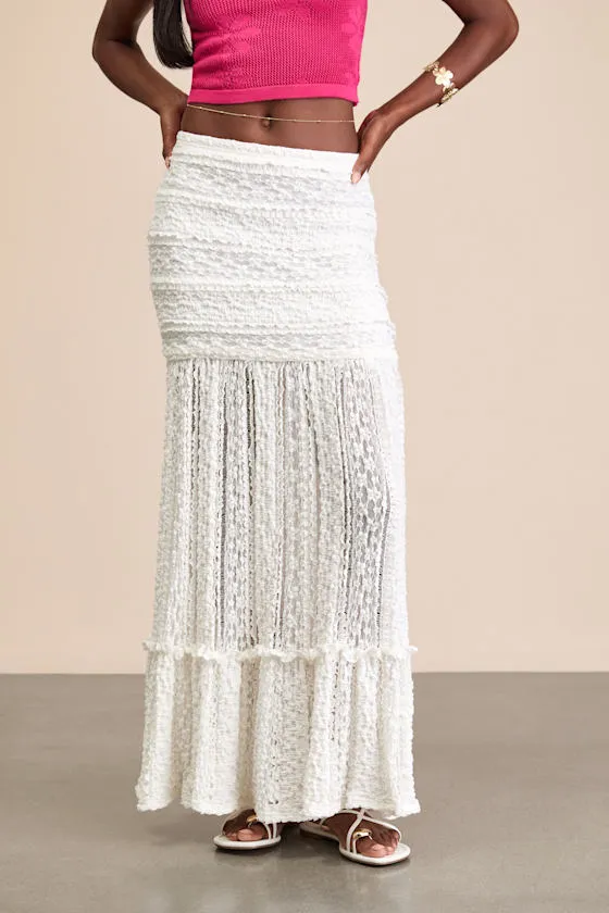 Rochelle White Sheer Textured Knit Maxi Skirt sold by Lulus product image thumbnail 2