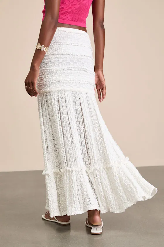 Rochelle White Sheer Textured Knit Maxi Skirt sold by Lulus product image thumbnail 3