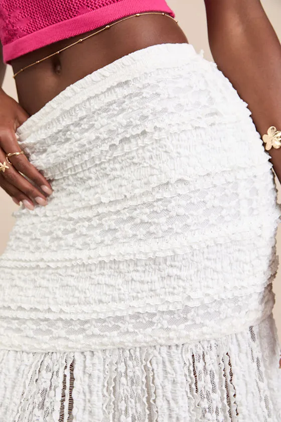 Rochelle White Sheer Textured Knit Maxi Skirt sold by Lulus product image thumbnail 4