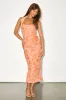 Janessa Floral Mesh Ruched Bodycon Midi Dress sold by Lulus