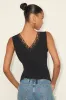 Mindy Black Lace Button-Front Tank Top sold by Lulus