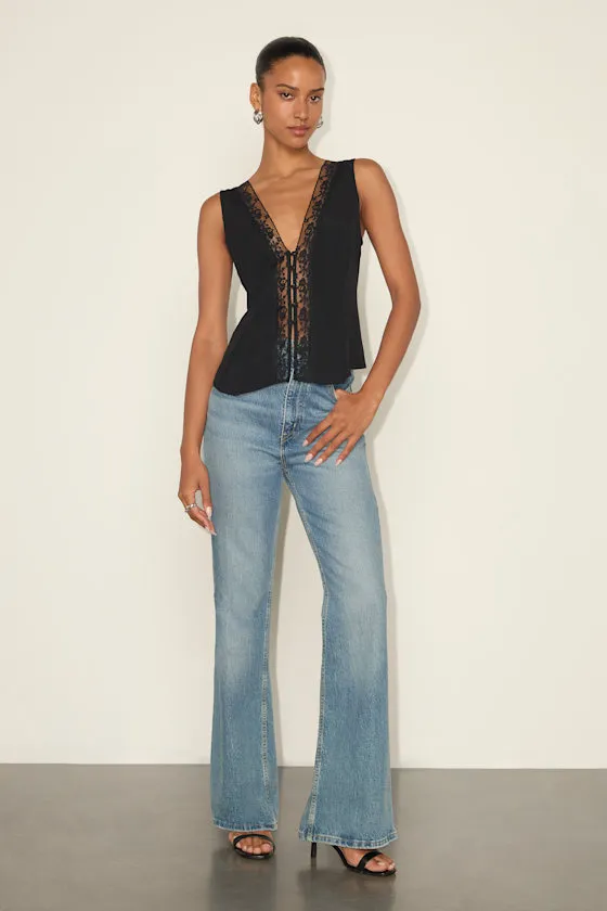 Mindy Black Lace Button-Front Tank Top sold by Lulus product image thumbnail 3