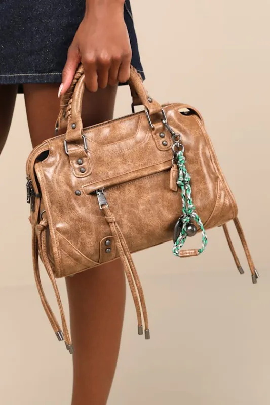 Briggs Brown Distressed Top Handle Bag sold by Lulus