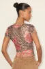 Adamina Brown Leopard and Floral Print Mesh Short Sleeve Top sold by Lulus