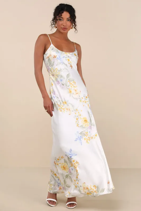 Donna Ivory Floral Sleeveless Slip Maxi Dress sold by Lulus