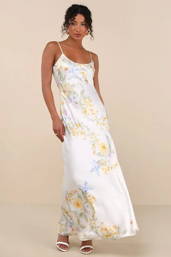 Donna Ivory Floral Sleeveless Slip Maxi Dress sold by Lulus