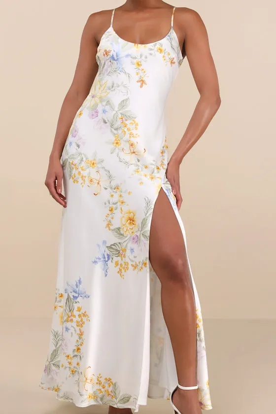 Donna Ivory Floral Sleeveless Slip Maxi Dress sold by Lulus product image thumbnail 4