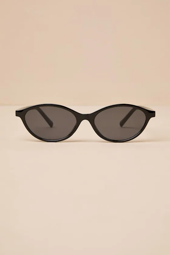 Kamari Black Oval Sunglasses sold by Lulus