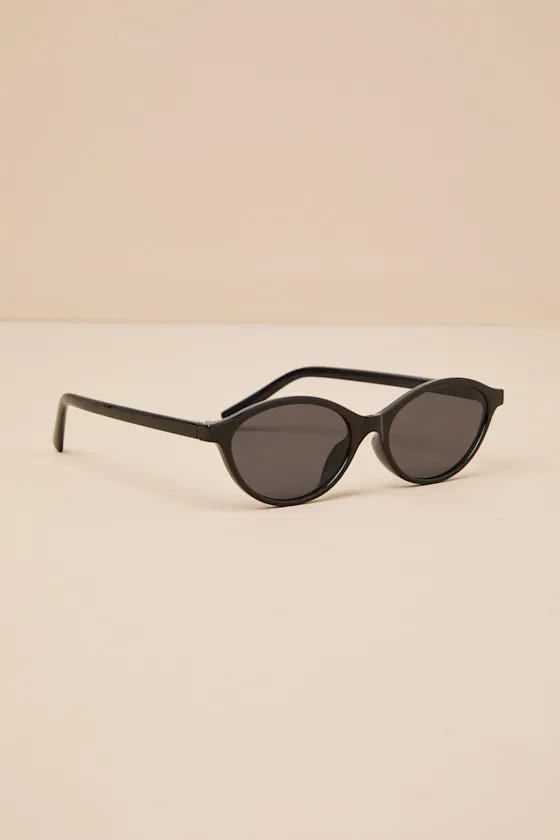 Kamari Black Oval Sunglasses sold by Lulus product image thumbnail 2