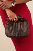 Essential Style Brown Satin Knot Handle Clutch Bag sold by Lulus