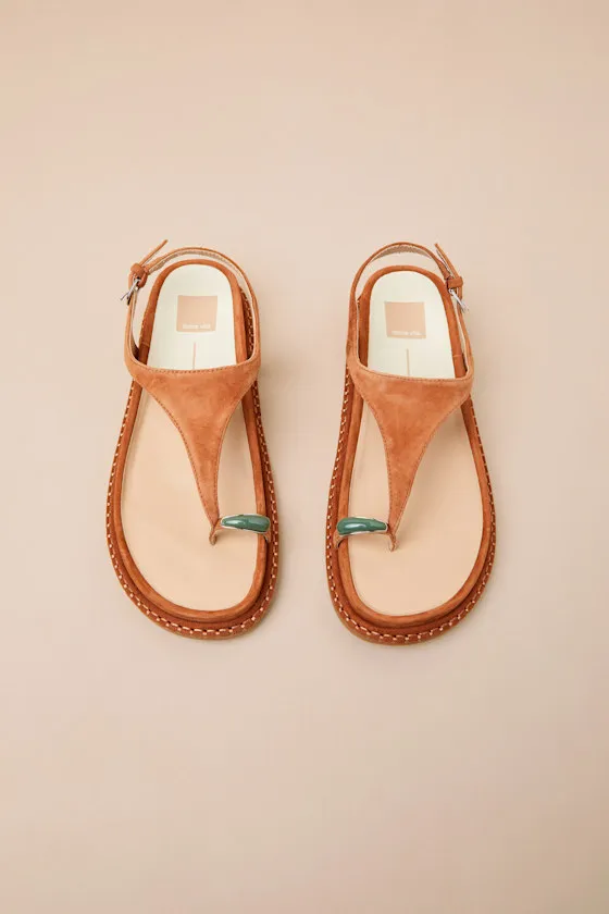 Stefan Gemstone Caramel Suede T-Straps Sandals sold by Lulus product image thumbnail 2