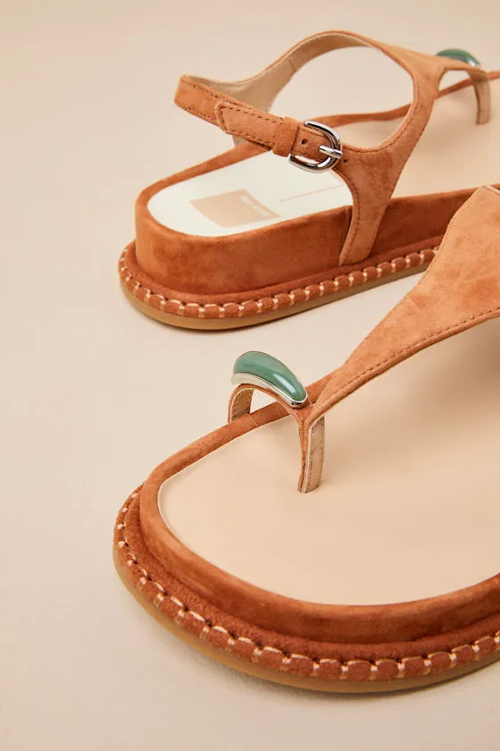 Stefan Gemstone Caramel Suede T-Straps Sandals sold by Lulus product image thumbnail 3