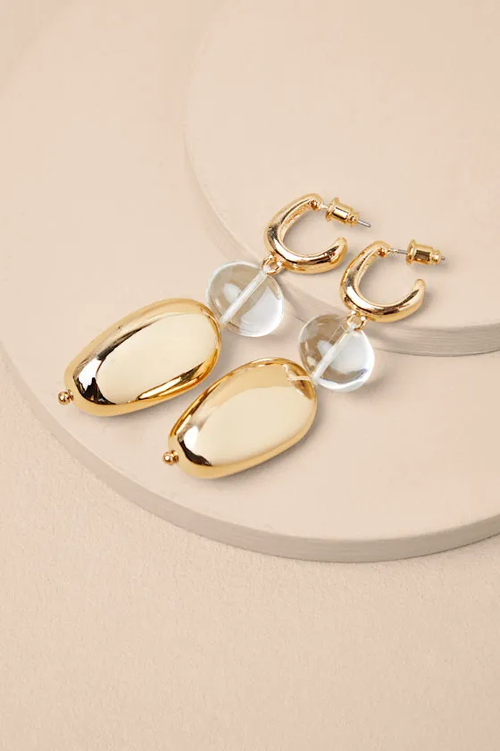 Kylan Gold Drop Statement Earrings sold by Lulus