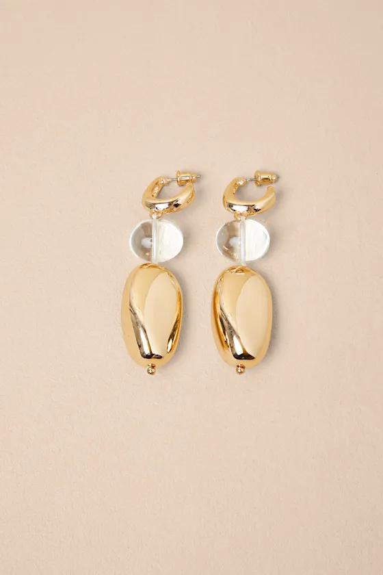 Kylan Gold Drop Statement Earrings sold by Lulus product image thumbnail 2