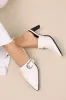 Isabetta White Pointed-Toe Buckle Mules sold by Lulus